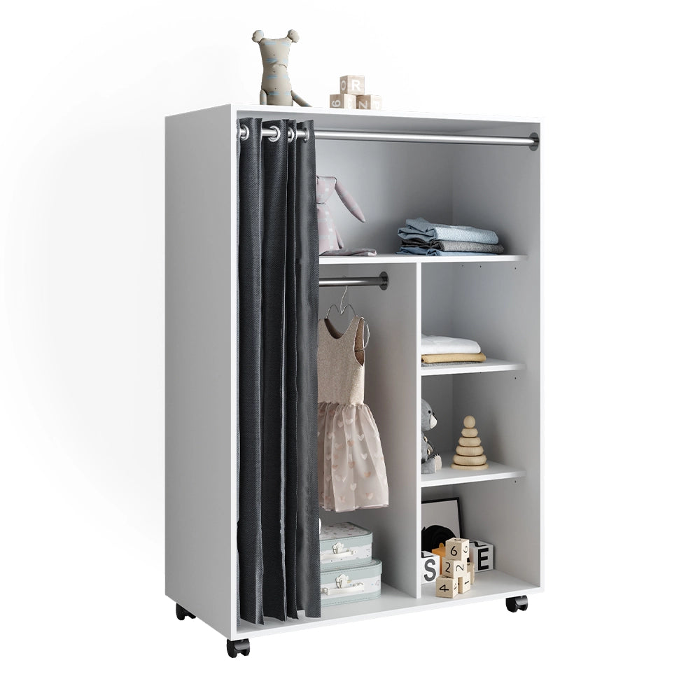 Vicco Armadio multifunzione Bianco 100 x 146.6 cm aperto, con rotelle