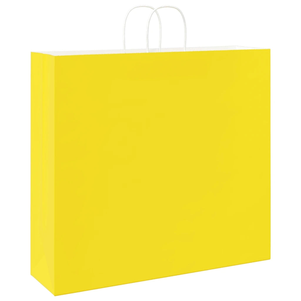 vidaXL Sacchetti di Carta 250 pz con Manici Gialli 54x15x49 cm