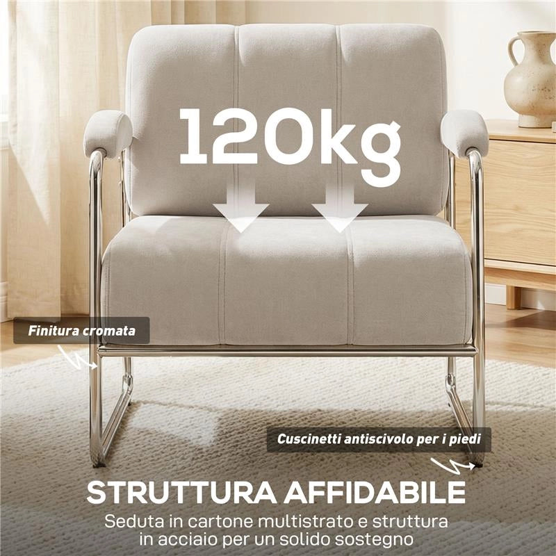 POLTRONA SALOTTO E POLTRONCINA CAMERA DA LETTO IN CINIGLIA MORBIDA, BEIGE