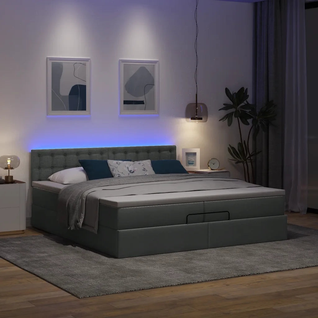 Struttura Letto Pouf con Materassi 200x200 cm in Tessuto 3312500