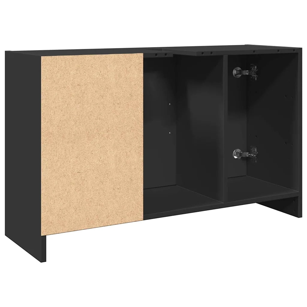 Mobile Lavabo-Armadietto da bagno Nero 90x29x55 cm in Truciolato