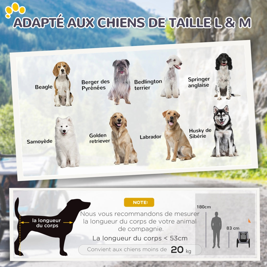 Rimorchio Bicicletta per Cani ¨C Xylo ¨C 140x71x83 cm Nero con Finestre a Rete Riflettori Bandiera