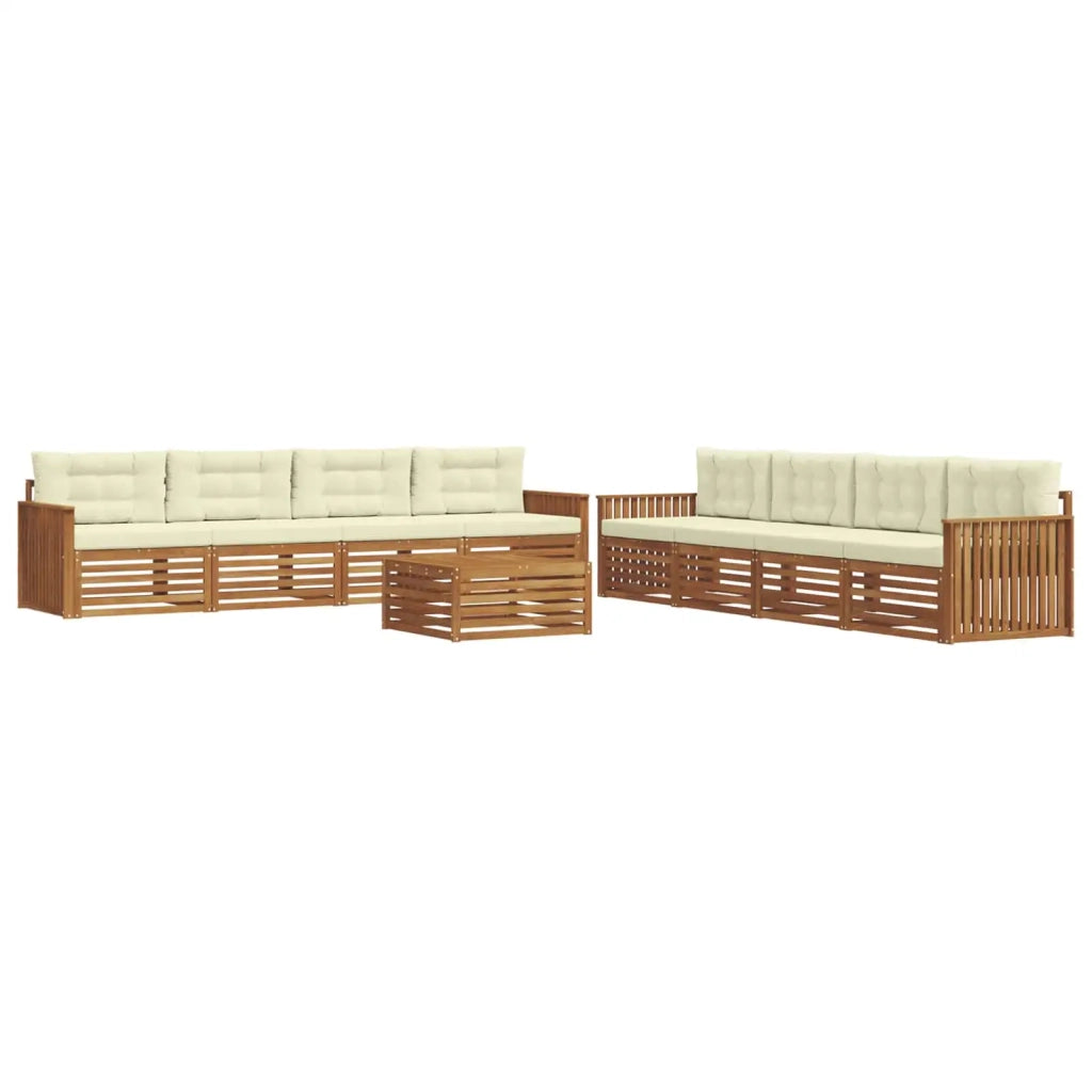 Set di divani da esterno con cuscino 9 pcs Naturale e Crema 3373215