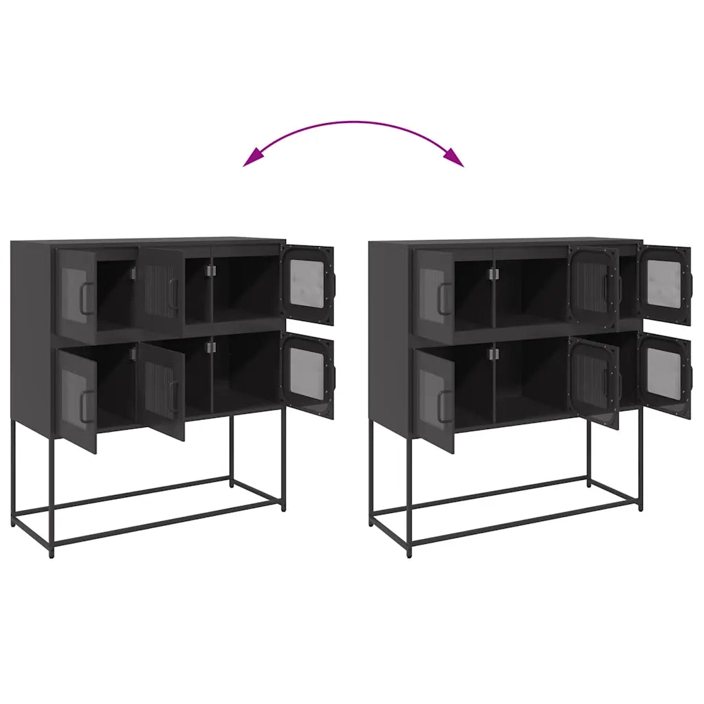 Credenza Nera 100,5x39x107 cm in Acciaio Laminato a Freddo 853422