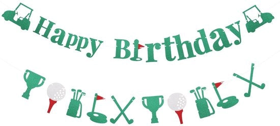 Banniere di Festa con Golf Verde - Lunghezza di Sospensione 3m - Altezza del Carattere 15cm - Materiale Sostenibile - 1 Set - Banniere di Festa