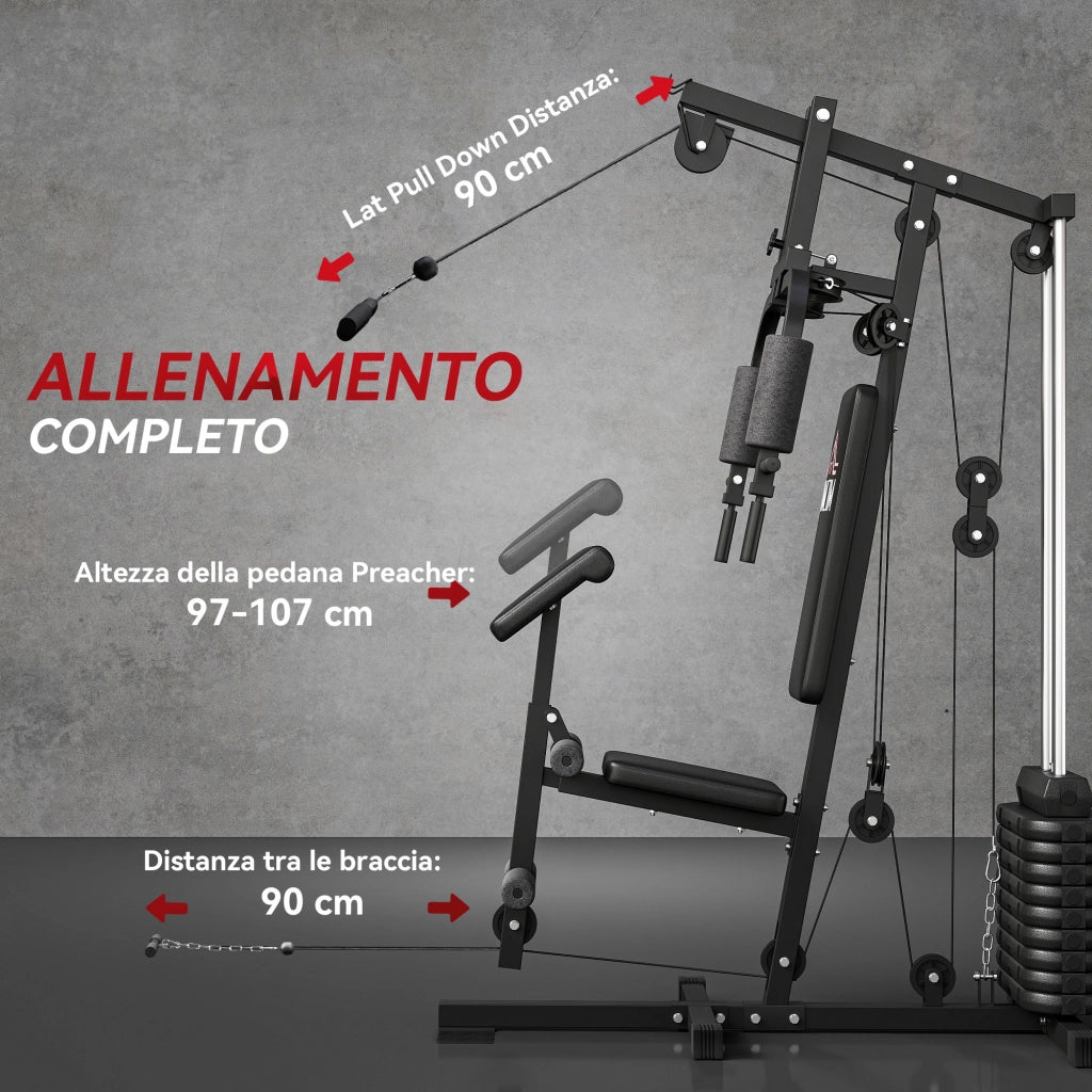 Torre per Palestra Multifunzione con Panca e Pesi ¨C zephmum ¨C 135x103x210cm