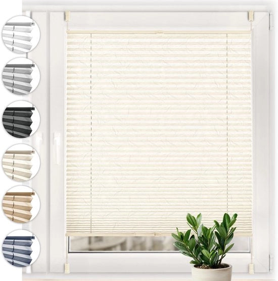 Gordino a pieghe con effetto Crush - Gordini senza perforazione - Chiusura a vite - 65cm x 120cm - Ecru - 100% poliestere, facile da pulire - Decorazione per finestre