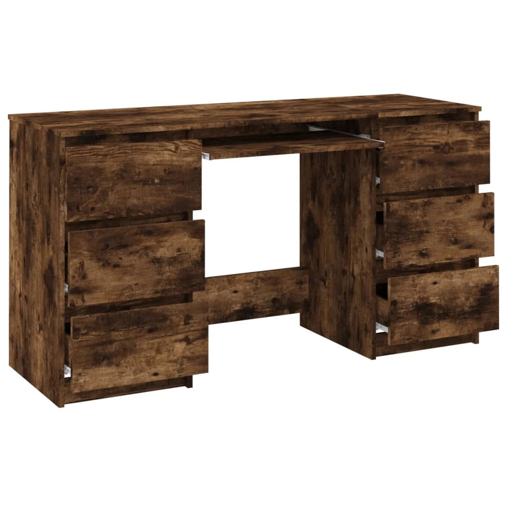 Scrivania da ufficio postazione di lavoro mobile per computer studio rovere affumicato 140 x 50 x 77 cm legno ingegnerizzato marrone 02_0023586