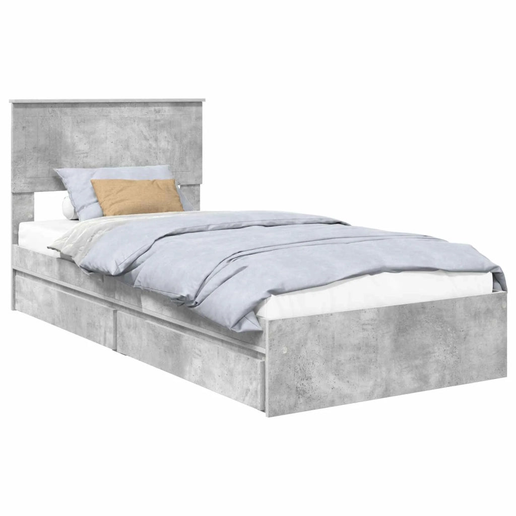 Letto con Contenitore con testiera Grigio cemento 90 x 190 cm 3410843