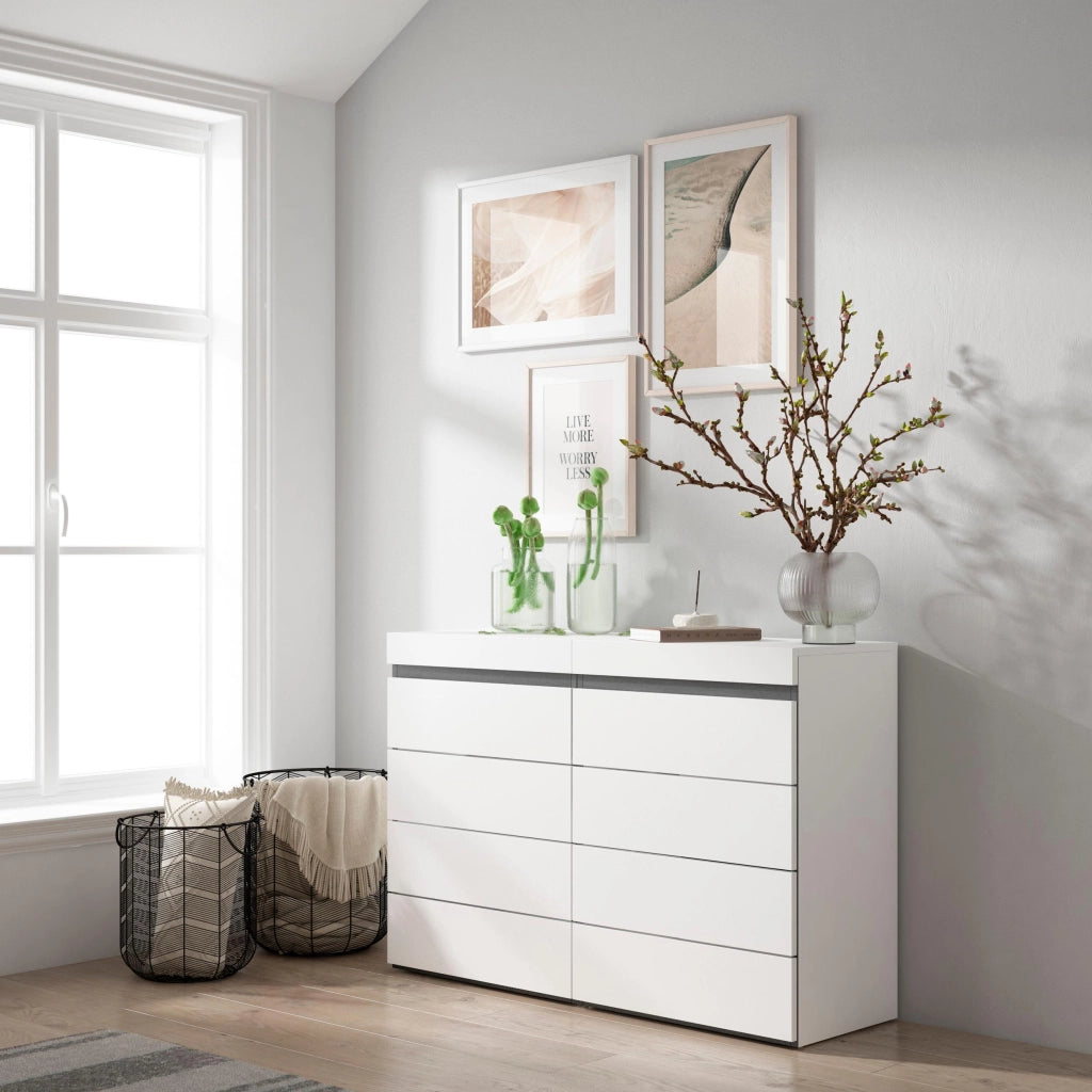 Cassettiera, 114x35x75cm, Camera da letto, Con Stoccaggio, Bianco e nero RF3422