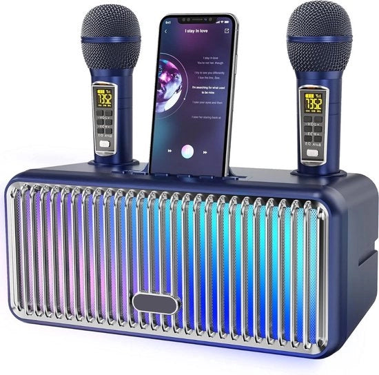 Kit di Karaoke - Macchina di Karaoke - Adulti - Microfoni wireless - 2 Microfoni - Portatile - Bluetooth
