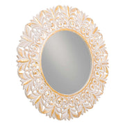 Specchio in legno bianco artigianale 90x90x2,5h cm