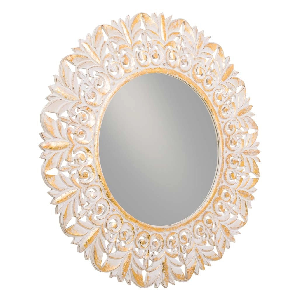 Specchio in legno bianco artigianale 90x90x2,5h cm