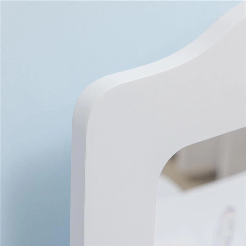 SET TOELETTA PER BAMBINI CON TAVOLO TRUCCO E SGABELLO SPECCHIO E 2 CASSETTI BIANCO E COLORE LEGNO