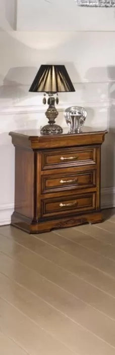 Comodino 3 cassetti classico legno noce 56x39x64 - Mobili 2G
