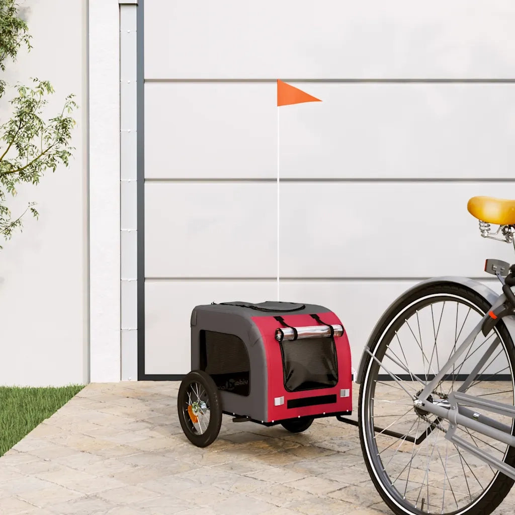 Rimorchio da Bici per Animali Rosso e Grigio Oxford e Ferro CFW4737066