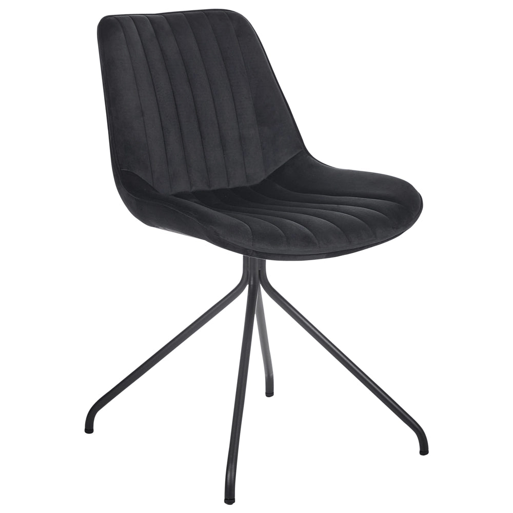 Set di 2 sedie da pranzo imbottite in velluto nero Sedia da sala da pranzo per interni con gambe in acciaio Decor