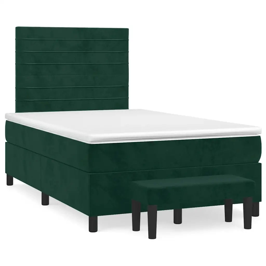 Giroletto a Molle con Materasso Verde Scuro 120x200 cm Velluto