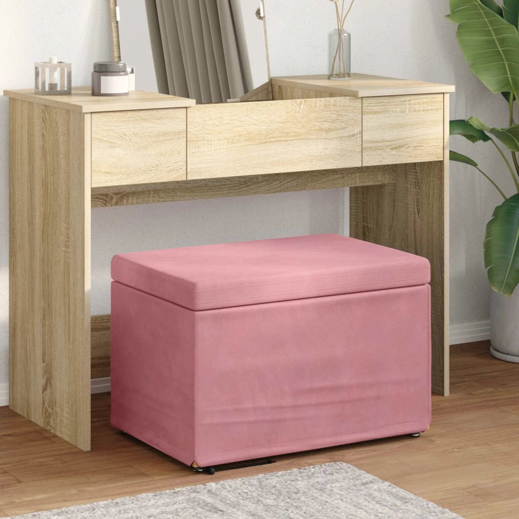 Pouf Rosa 61 x 41 x 40 cm Velluto e Legno Ingegnerizzato