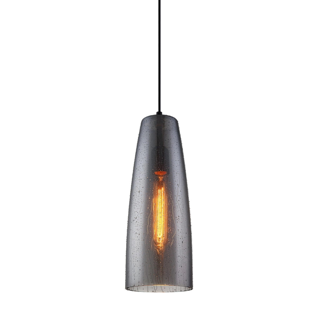 Lampada a sospensione Italux Tabby nera vetro Ø13,5 E27