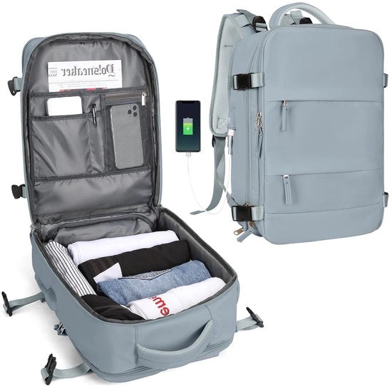 Borsa da Viaggio Grande per Donne, Borsa a Mano, Borsa da Campeggio, Borsa da Viaggio Outdoor, Borsa da Giorno, Borsa da Scuola, 14 Pollici Laptop con Cassetto per Scarpe e Cassetto per Laptop, Blu di Pavo