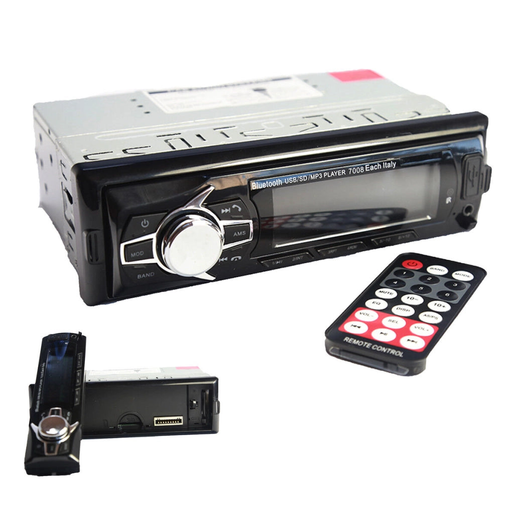 AUTORADIO STEREO BLUETOOTH FRONTALINO ESTRAIBILE FM MP3 USB SD LCD 60Wx4 EC-7008