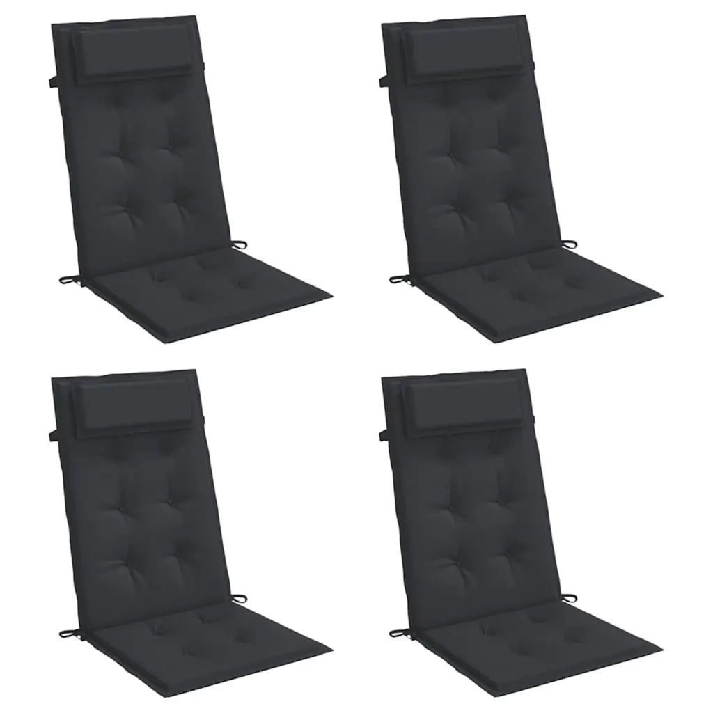 Cuscini per Sedia con Schienale Alto 4pz Nero in Tessuto Oxfordcod mxl 118253