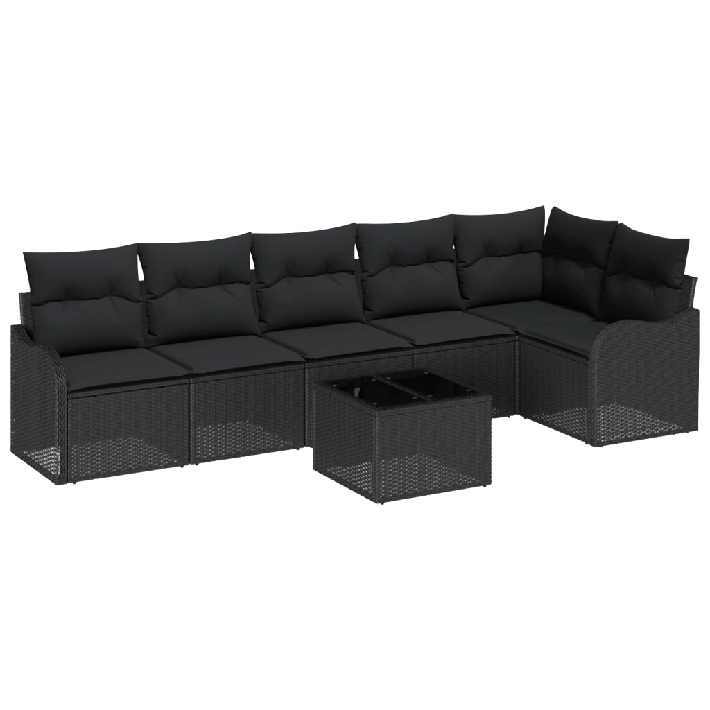Set Divano da Giardino 7 Pezzi con Cuscini Polyrattan Beige