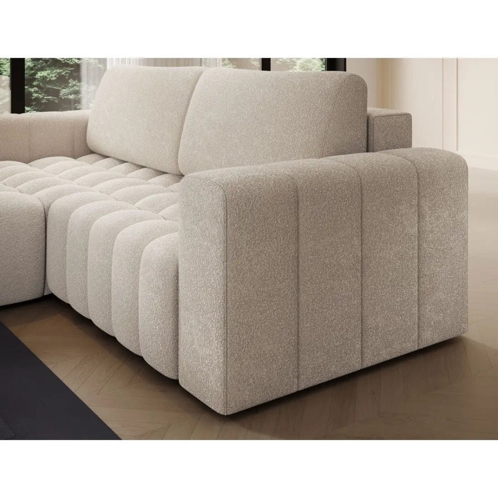 Divano angolare convertibile DORY beige 250 cm con vano contenitore angolo destro