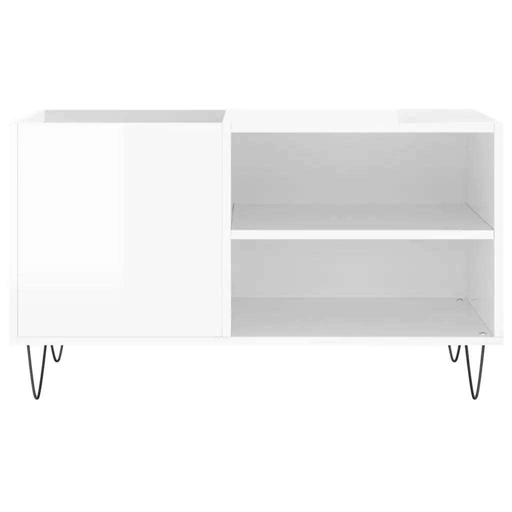 Mobile Porta Dischi Bianco Lucido 85x38x48 cm Legno Multistrato