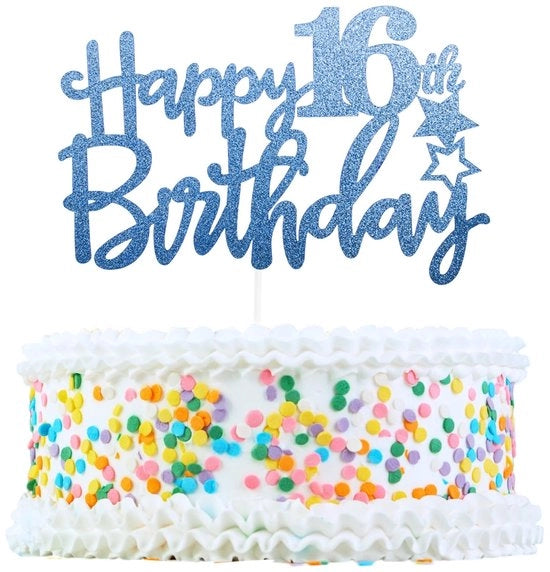 Set di decorazione per torte sicuro per alimenti - Decorazione per torte - Set di decorazione per torte - 16° compleanno - Sostenibile - Dimensioni 15 x 10,5 cm
