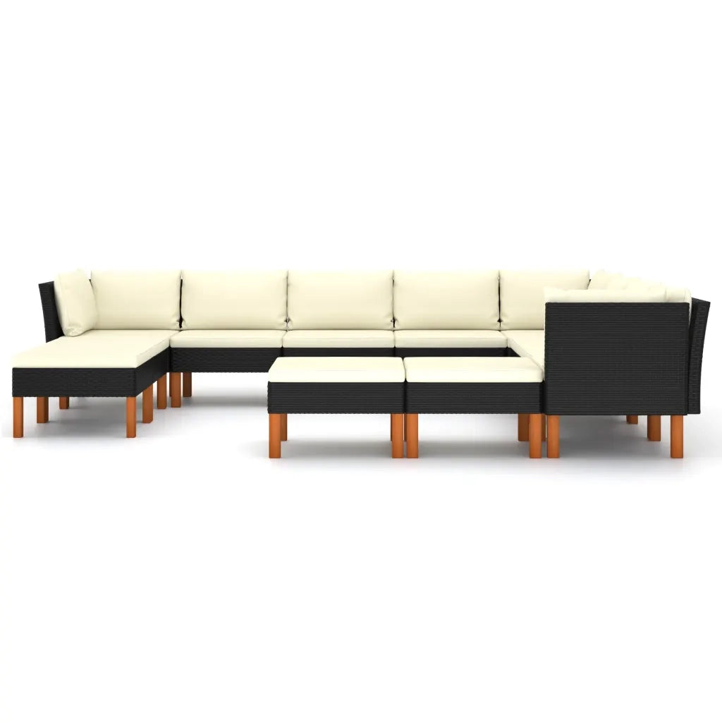 Set Divani da Giardino 12 pz con Cuscini in Polyrattan Nero cod mxl 36234