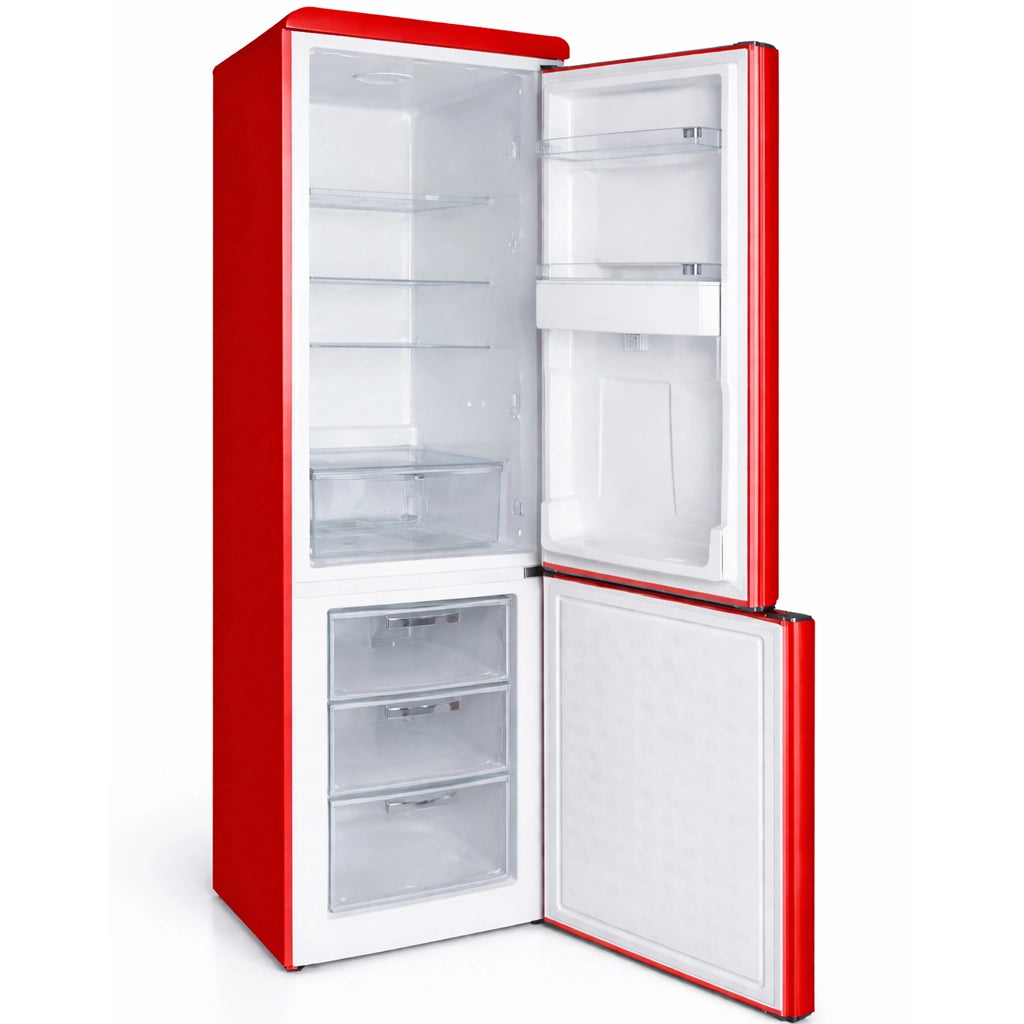Frigorifero Combinato Vintage Doppia Porta 247Lt Rosso con dispenser d'acqua