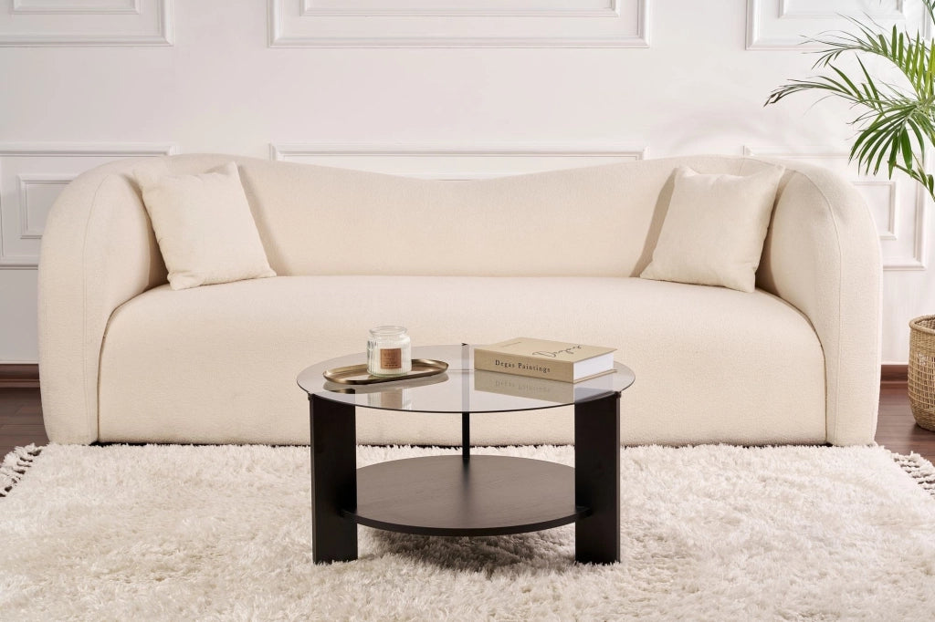 Canevino, Tavolino da Salotto Forma Rotondo, 75x75x40h cm Nero