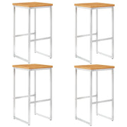 Sgabelli da Bar 4 pz in Legno Massello di Acacia e Acciaio Inoxcod mxl 127730