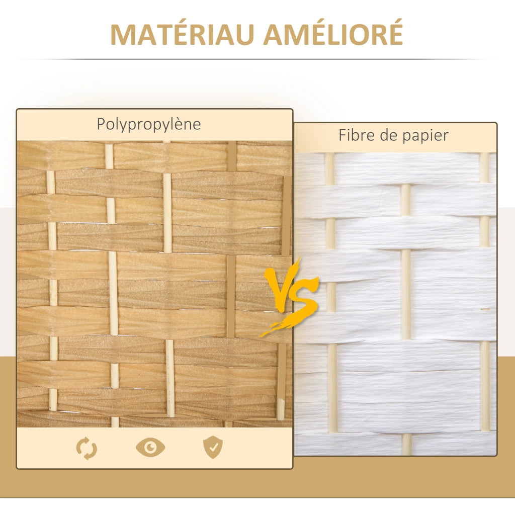 Paravento 4 Ante Legno Pieghevole ¨C zephmum ¨C 180x180 cm Legno Naturale