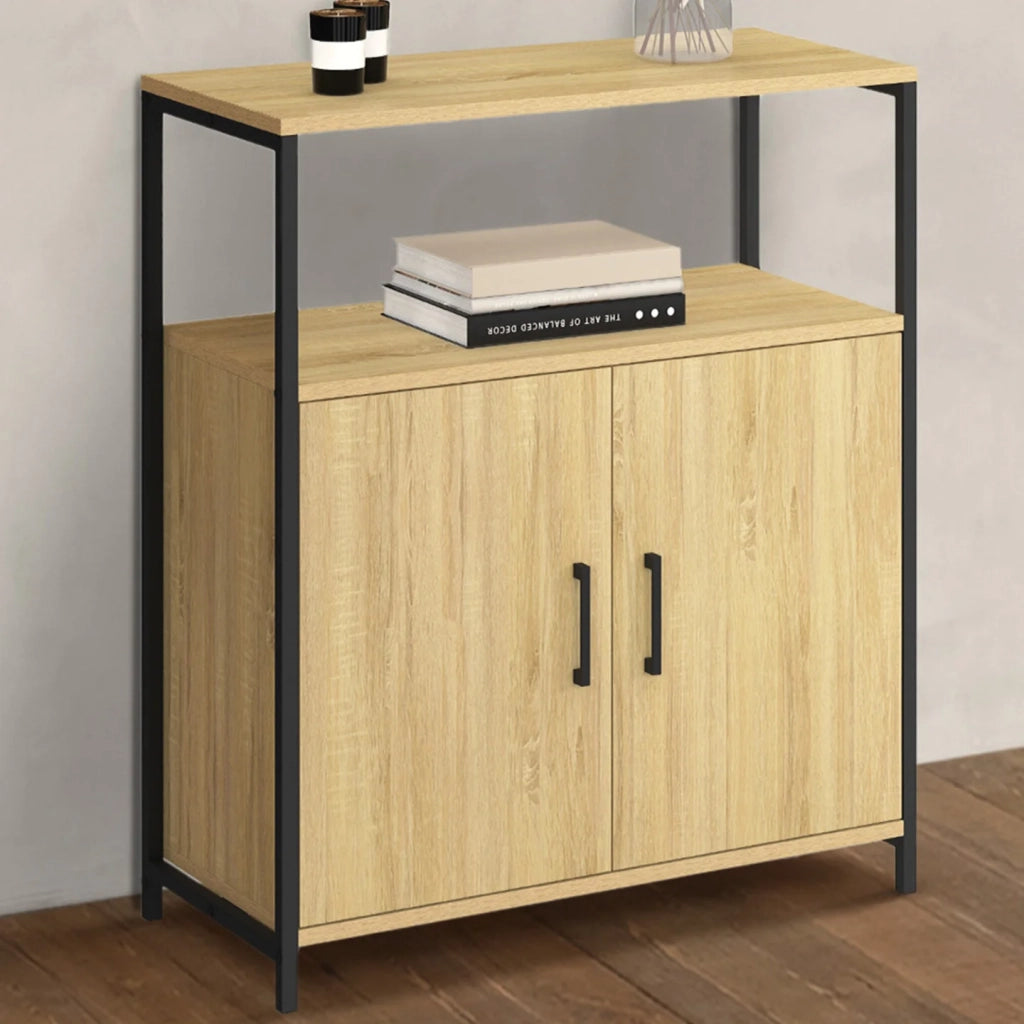 IDMarket - Credenza di design industriale DETROIT, 1 nicchia e 2 ante, 70 cm