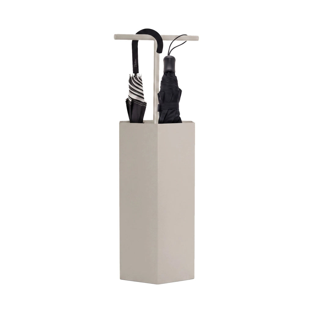 Ohm - Portaombrelli di Design 25x72x22 cm con Feritoia di Svuotamento acqua in Metallo Tortora