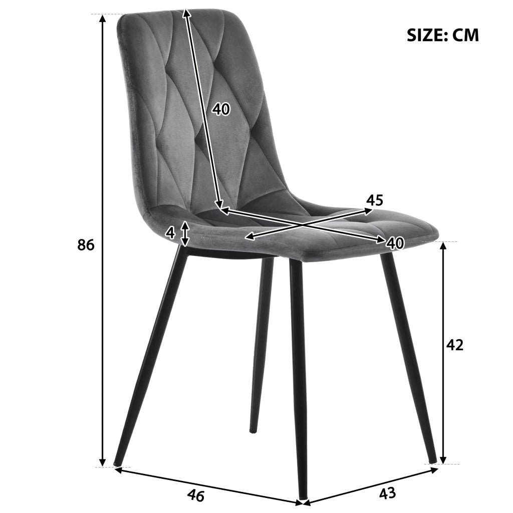 Tavolo da pranzo rotondo con 4 sedie set da 5 pezzi in MDF e acciaio effetto marmo con sedute in velluto grigio