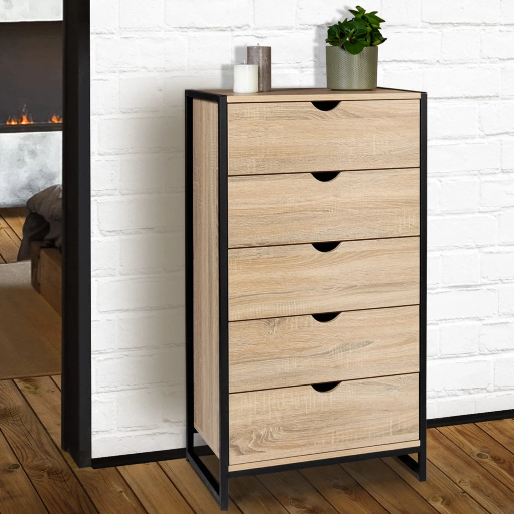 IDMarket - Cassettiera a 5 cassetti DETROIT 60 cm dal design industriale