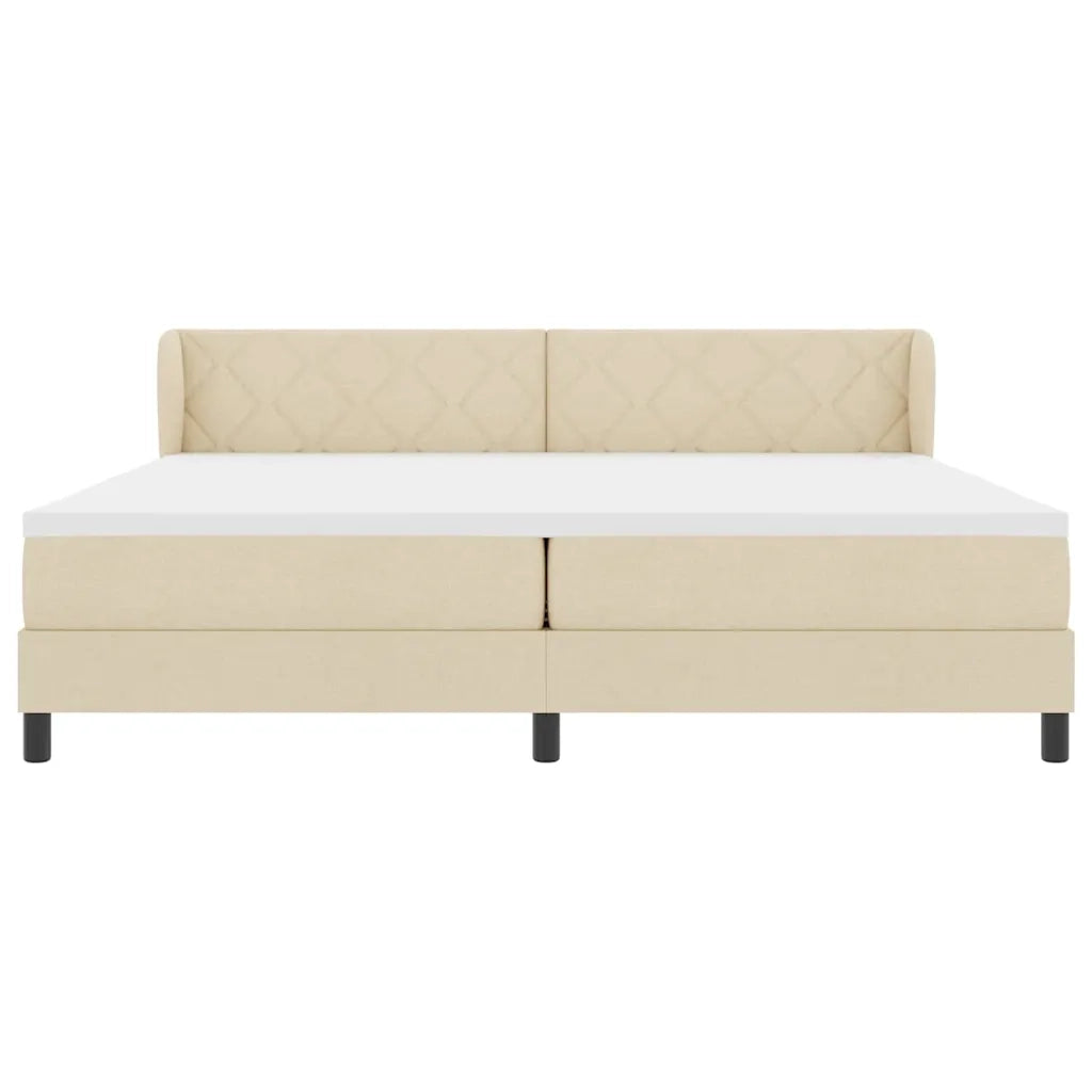 Letto a molle con materasso Crema 200 x 200 cm Tessuto 3340113