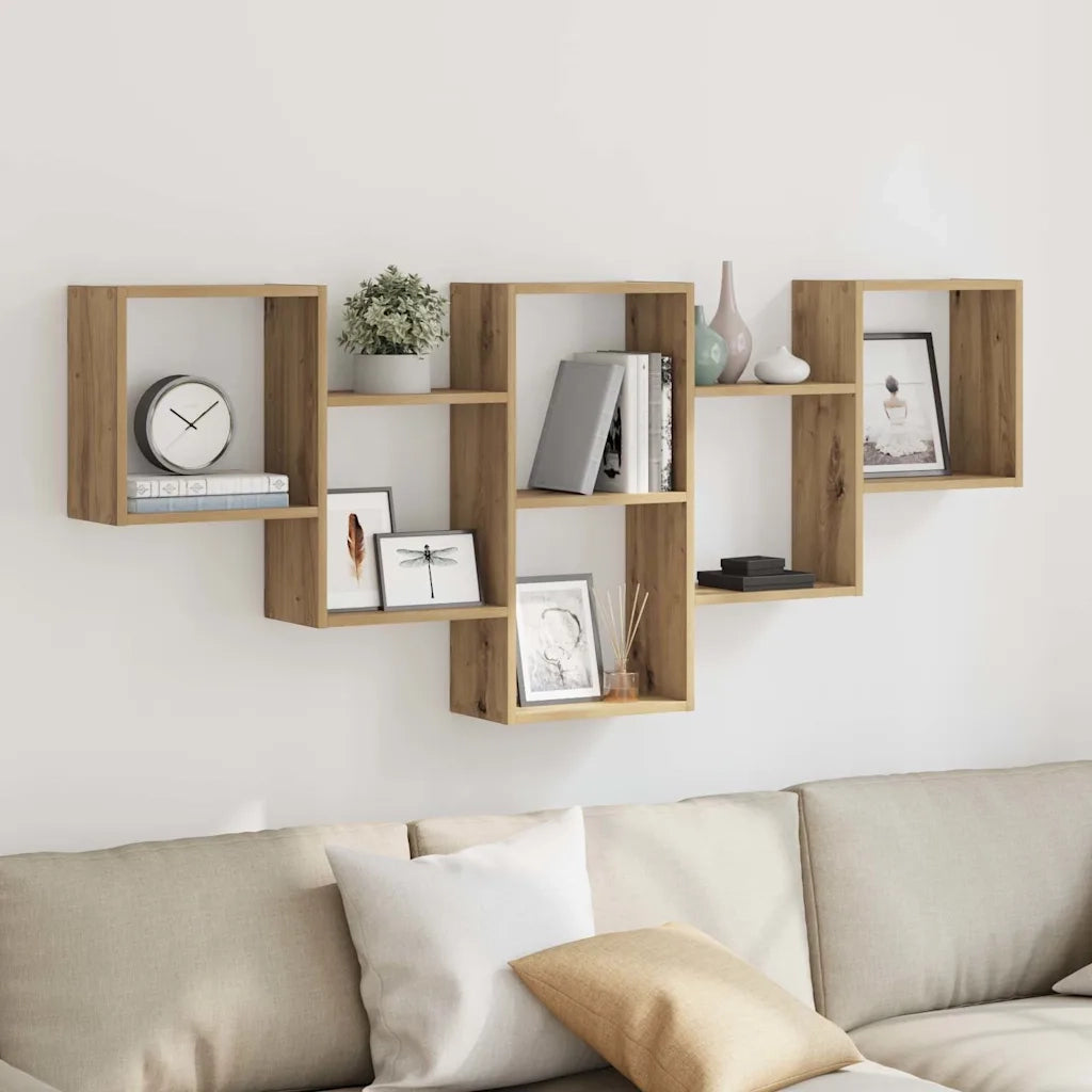 Scaffale a Parete Rovere Artigianale 159x18x66 cm in Truciolato 853307