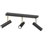 Plafoniera barra 3 spot orientabili nero/oro GU10 Luminex