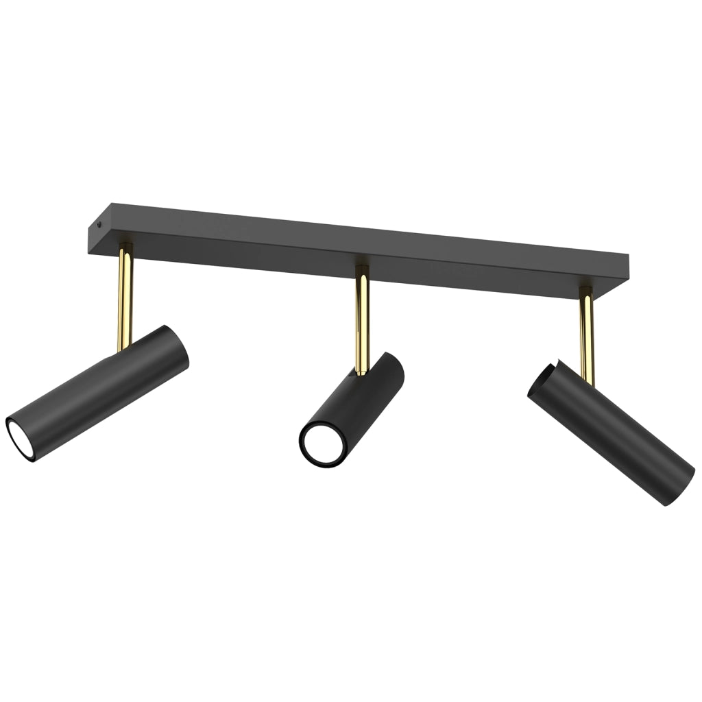 Plafoniera barra 3 spot orientabili nero/oro GU10 Luminex