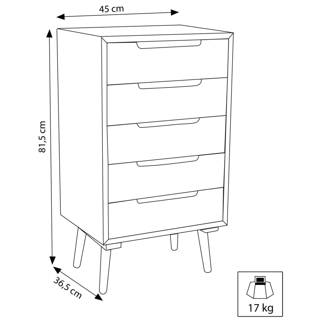 Cassettiera in Legno cm 45 5x36 5x63 5 - GEOFF