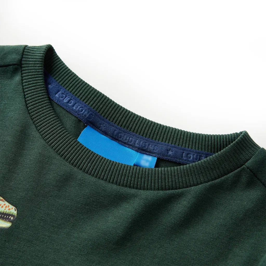 Maglietta da Bambino a Maniche Lunghe Verde Scuro 104 12840