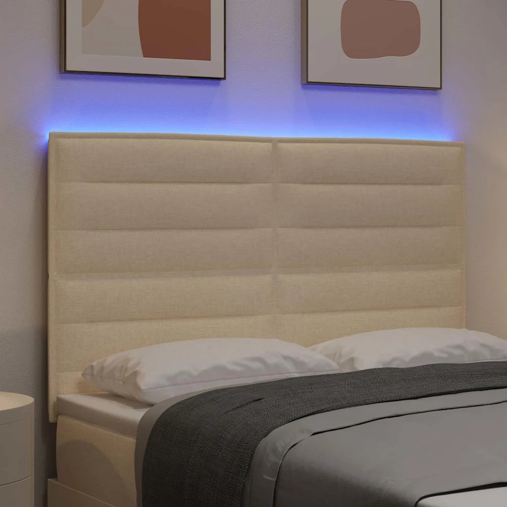 Testiera LED con strisce LED con testiera Crema 144 cm Tessuto 3338291