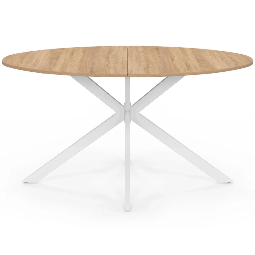 IDMarket - Tavolo da pranzo ovale ALIX per 8 persone con gambe in legno e ragno bianco 150 cm
