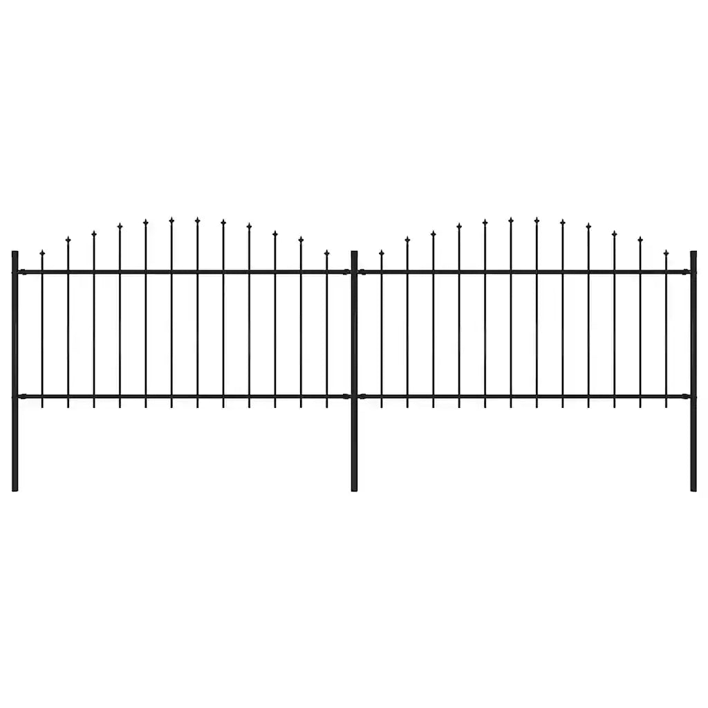 Recinzione Giardino Punta a Lancia (1,25-1,5)x3,4m Acciaio Nero