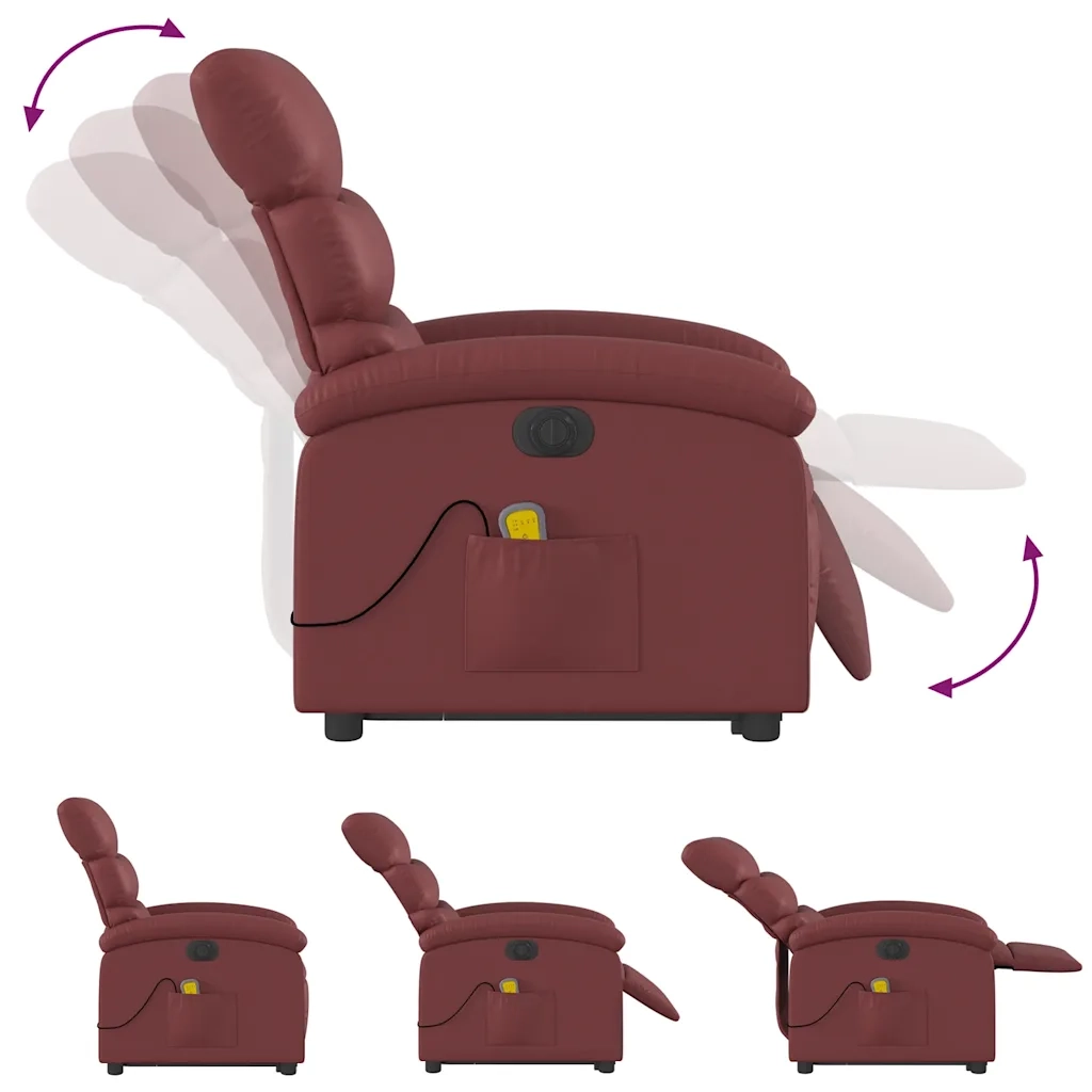 Poltrona Alzapersona Reclinabile Rosso Vino in Similpelle 3204065